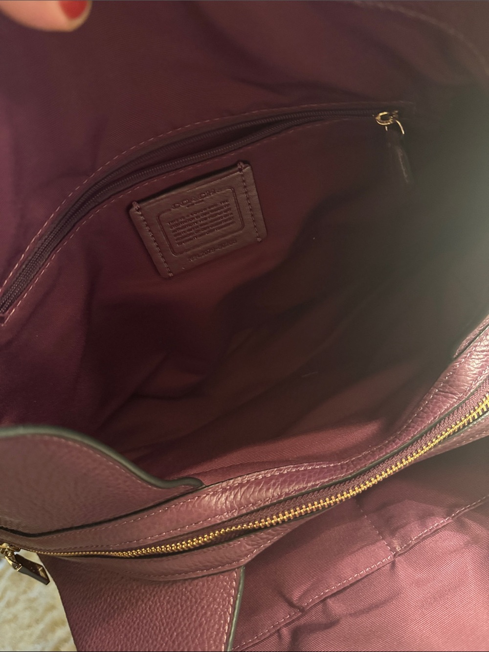 Coach Pebbled Leather Hobo Bag in Plum - Picture 7 of 9